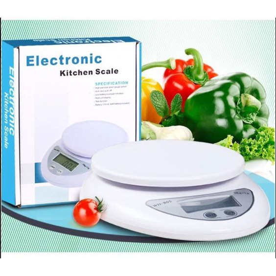 Cân điện tử để bàn, cân nhà bếp KITCHEN SCALE MAX 5kg (Trắng)