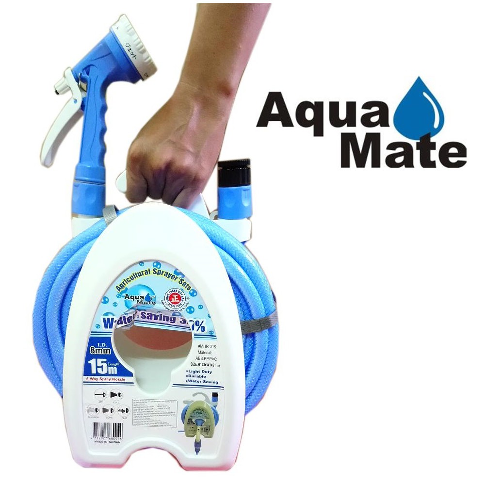 Bộ vòi tưới cây rữa xe tiết kiệm nước 5 tia phun 10 mét AQUA MATE MHR-310 TAIWAN