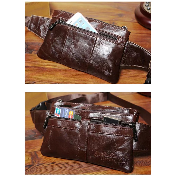 Túi Đeo Hông Thể Thao Bằng Da Thật Siêu Mỏng Đa Năng