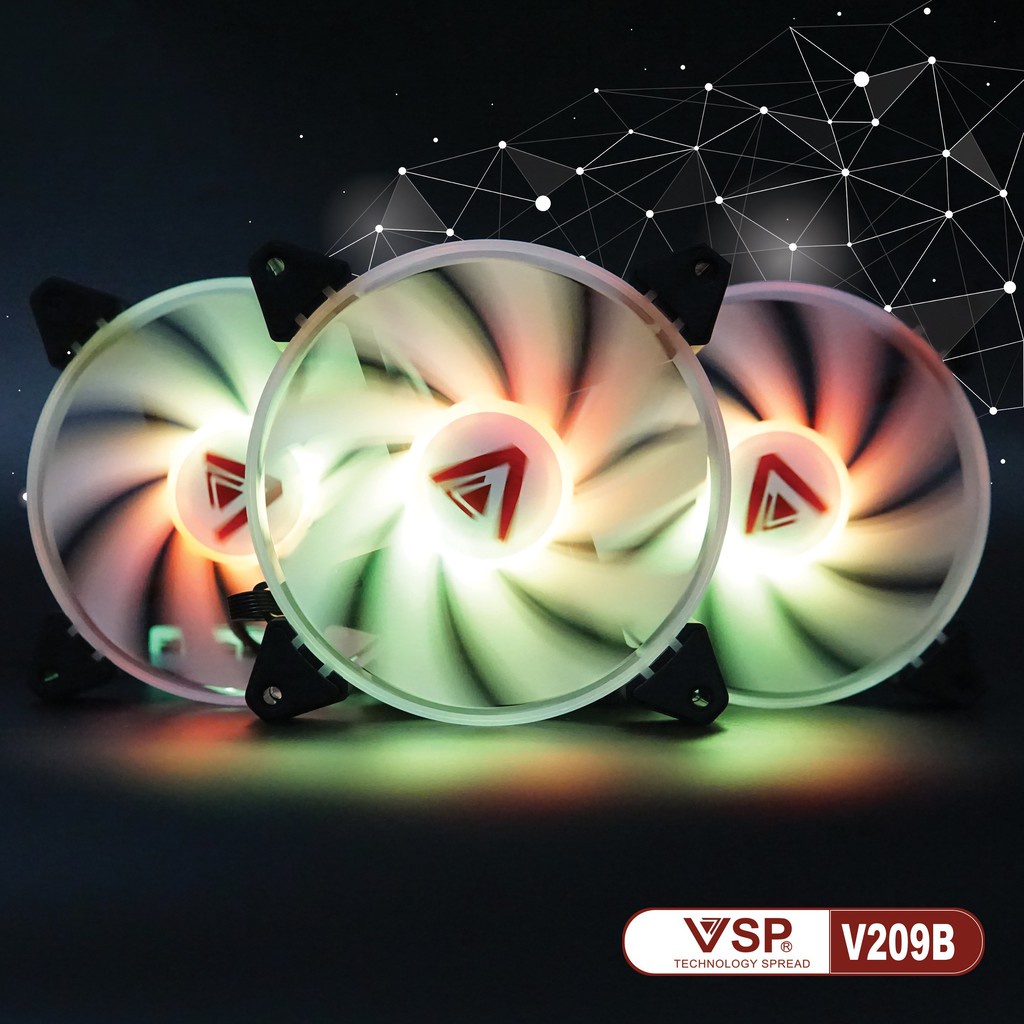 Bộ 3 quạt tản nhiệt VSP V209B LED RGB