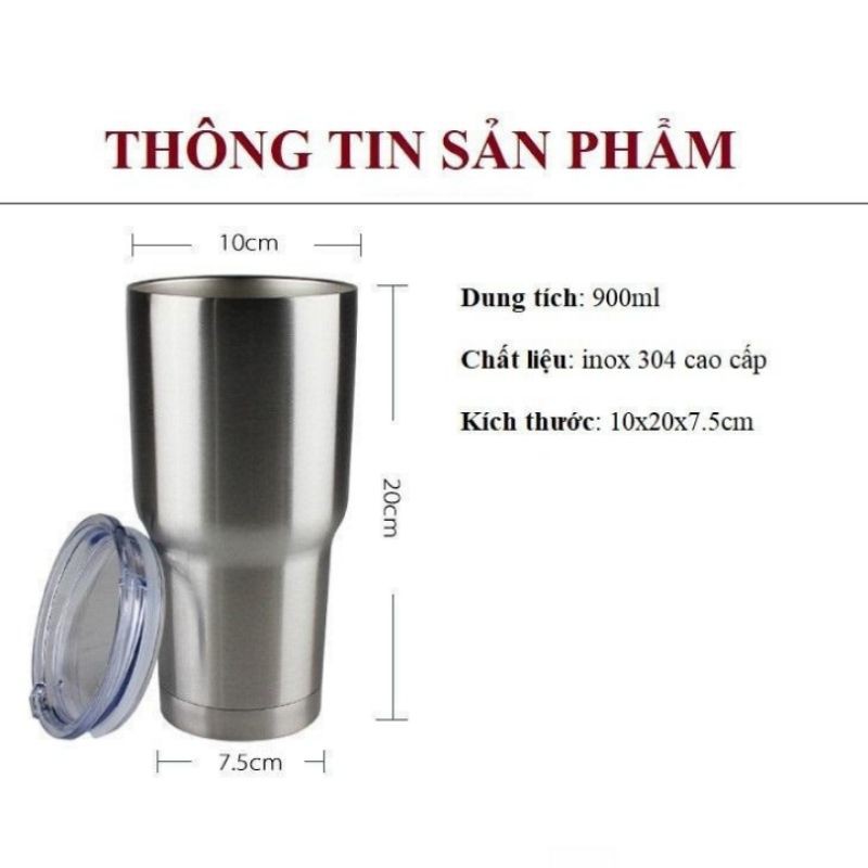 LY GIỮ NHIỆT INOX THÁI LAN 💥FREE SHIP💥 Cốc Giữ Nhiệt độ 2 lớp, Vỏ inox, Lõi Nhôm - Dung tích 900ml