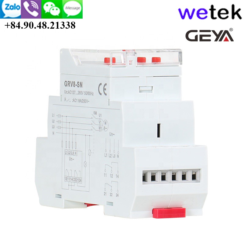 Wetek | Geya GRV8-SN Relay điện áp 3 pha, điện tử, màn LCD, cao thấp áp, mất pha, ngược pha, mất cân bằng pha, 36mm