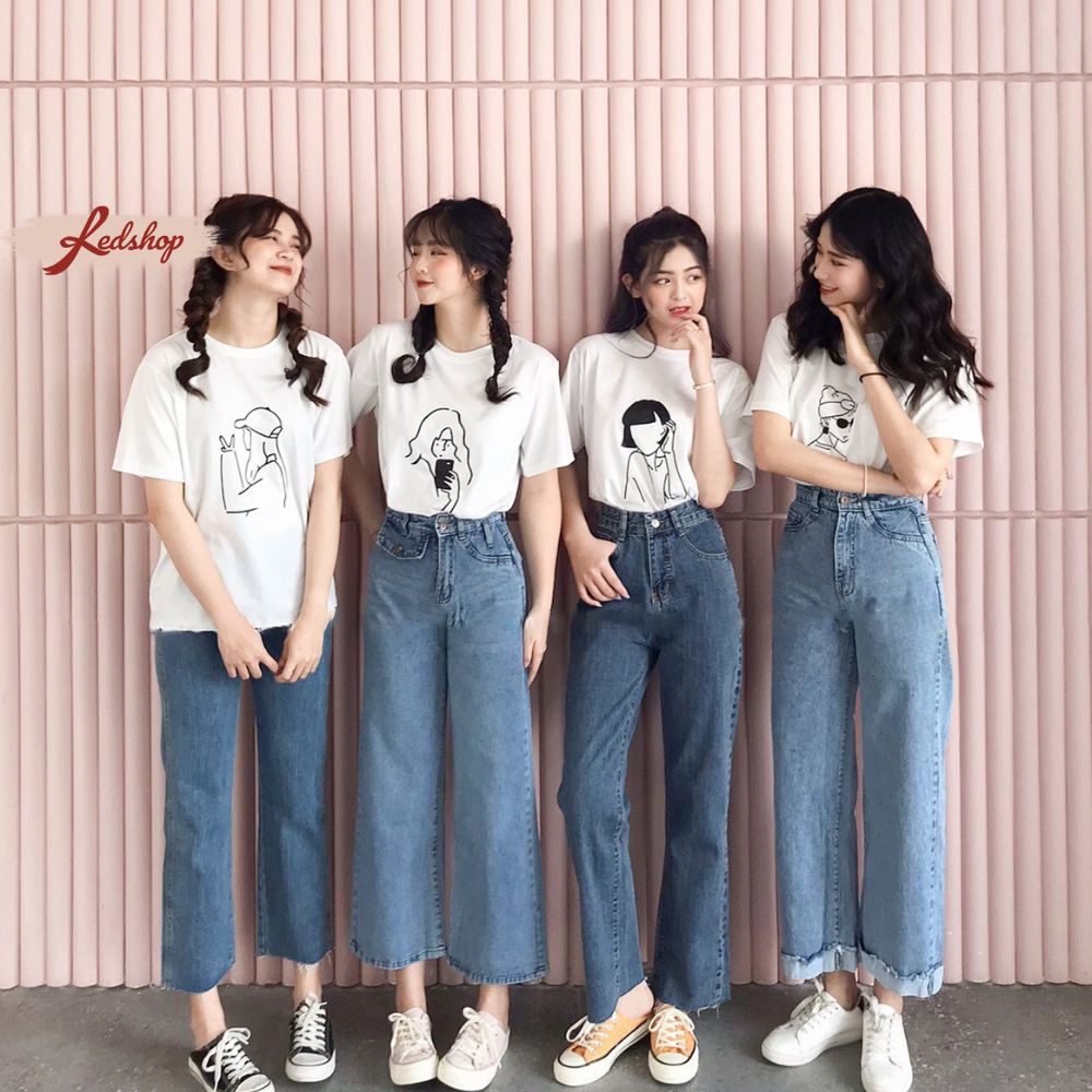Áo thun nữ tay ngắn cổ tròn in họa tiết dễ thương vải cotton cao cấp 258002 - Red Shop
