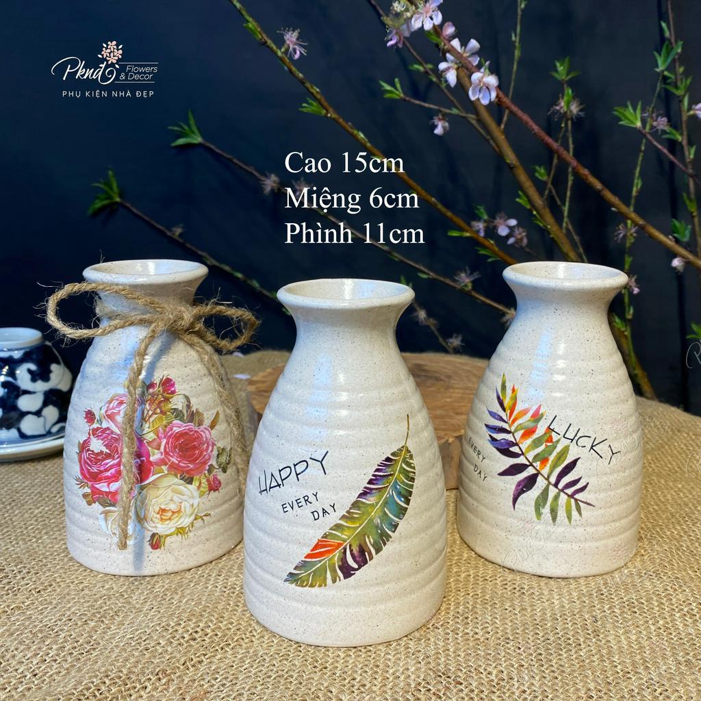 Bình hoa gốm sake mini Bát Tràng dán decal họa tiết ngẫu nhiên Cao 15cm PKND FLOWERS & DECOR | MG160