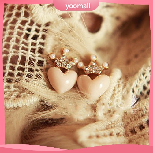 1 Đôi Bông Tai Hình Vương Miện Đính Đá Và Ngọc Trai Giả Ngọt Ngào Dành Cho Nữ