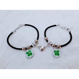 vòng đôi nam châm cỏ 4 lá may mắn