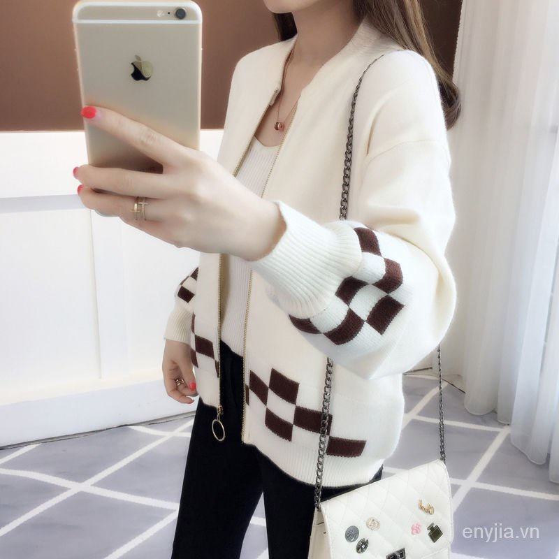 Áo khoác cardigan dệt kim dáng rộng phong cách Hàn Quốc thời trang xuân thu cho nữ 2021
