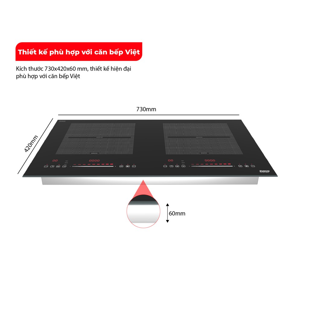 Bếp từ đôi Lorca LCI 877 VN Bếp điện từ âm chính hãng Bảo hành 3 năm