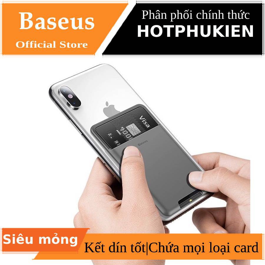 Case đựng thẻ túi đựng Name Card mini siêu mỏng dán mặt lưng sau điện thoại hiệu BASEUS Back Stick - Hàng chính hãng