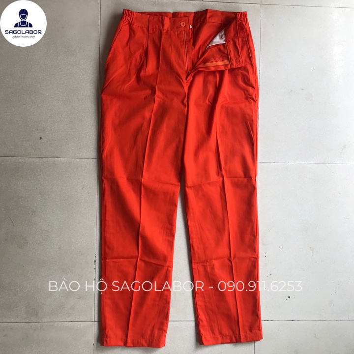 Quần áo đồng phục bảo hộ lao động vải kaki kĩ kỹ sư công nhân công trình nhà máy cam