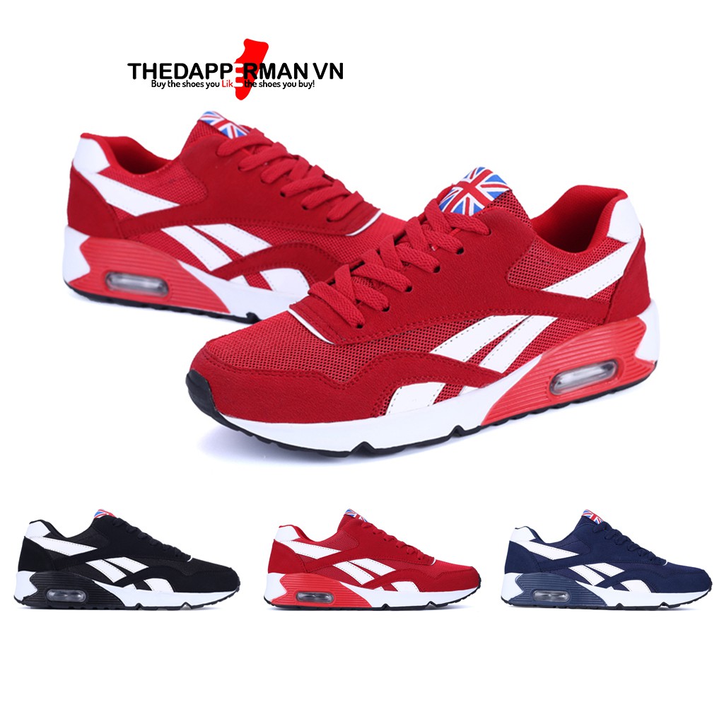 Giày thể thao nam sneaker THEDAPPERMAN TDM861 chất liệu vải kết hợp da lộn, đế cao su ma sát tốt, phù hợp chạy bộ,màu đỏ | BigBuy360 - bigbuy360.vn