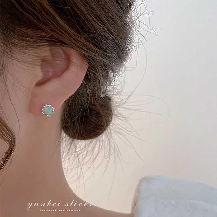 1 Đôi Bông Tai Tròn Màu Vàng Và Xanh Ngọc Bích Cỡ Nhỏ Cho Nữ