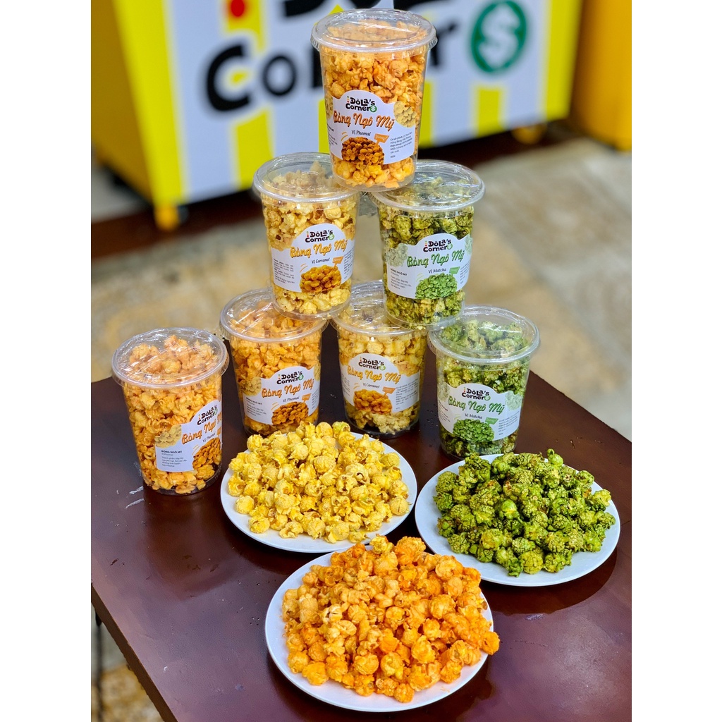 Bắp rang bơ caramel 3 vị, bỏng ngô mỹ vị matcha, phomai , đồ ăn vặt LASTFOODS Hà Nội giá tốt