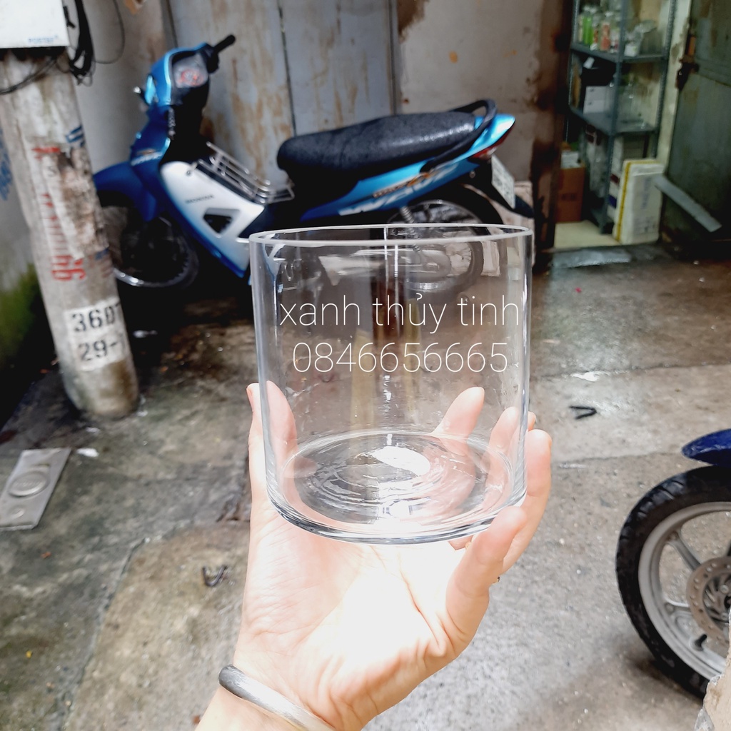 Bình thủy tinh trang trí, cắm hoa trụ tròn 10x10cm