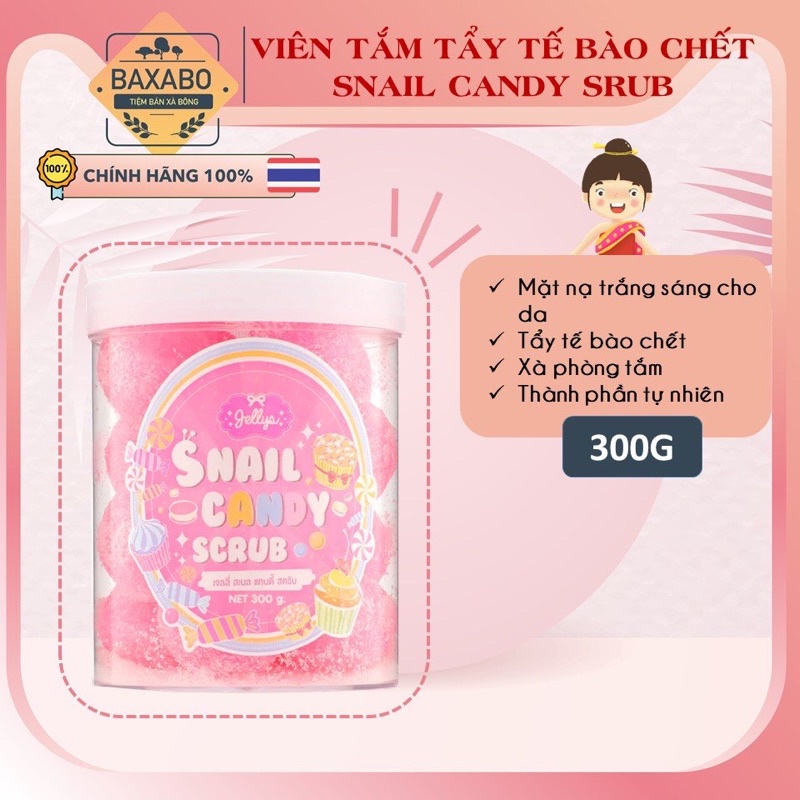 VIÊN TẮM TẨY TẾ BÀO CHẾT SNAIL CANDY SCRUB THÁI LAN - VIÊN KẸO TẨY TẾ BÀO CHẾT 3 TRONG 1 THÁI LAN CHÍNH HÃNG - HỦ 300GR