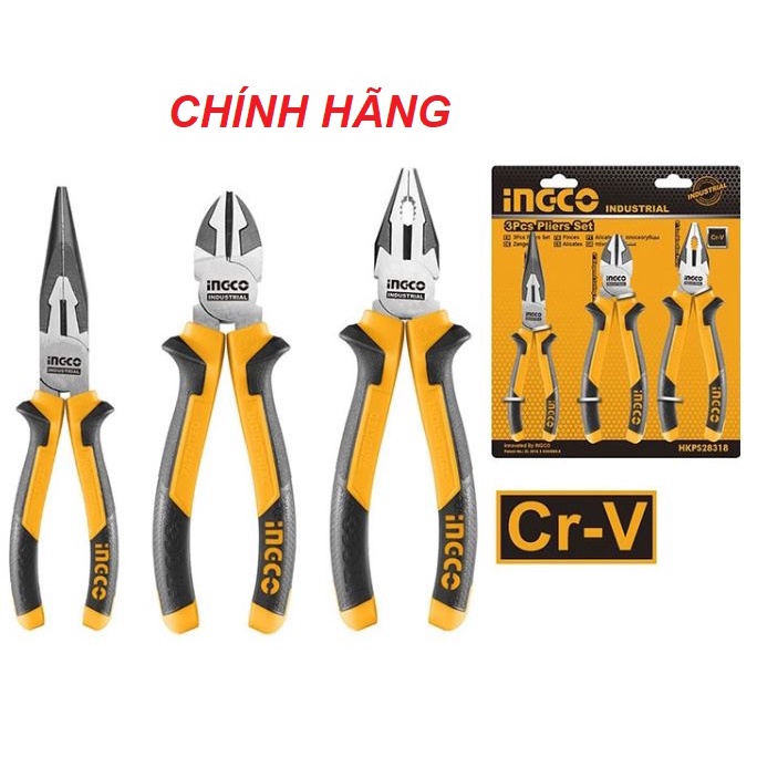 ĐỒ NGHỀ INGCO Bộ 3 kềm răng,cắt và nhọn HKPS28318 (Cam kết Chính Hãng 100%)