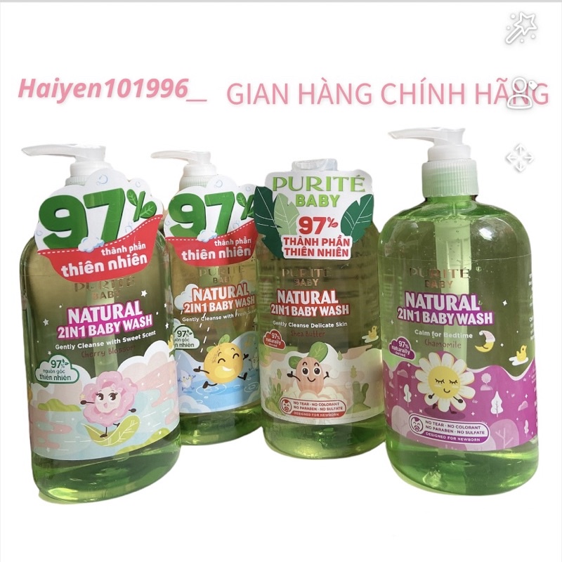 Sữa tắm gội cho bé 2 trong 1 purite 500ml