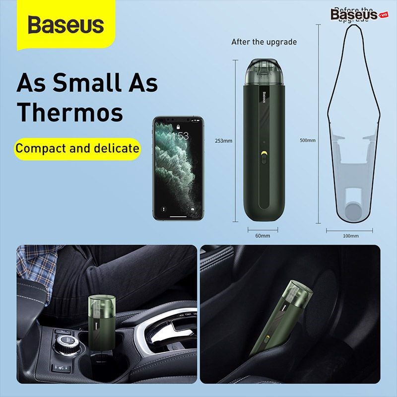 Máy hút bụi cầm tay dùng cho xe hơi Baseus A2 ( 70W, 5000Pa ) - Lực hút mạnh - Thiết kế nhỏ gọn - Bảo hành 12 tháng