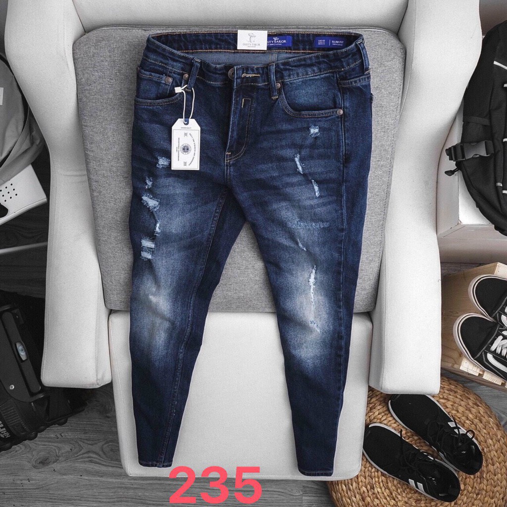 Quần jean nam rách Gấu 194 wass kiểu vải jeans co dãn, dày dặn form slimfit -235