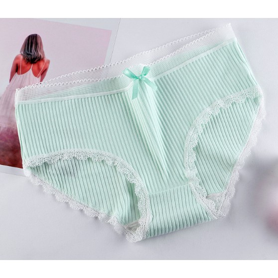Quần lót nữ cotton gân tăm viền ren trắng dễ thương có chọn màu chọn size lớn Bigsize QL13 | BigBuy360 - bigbuy360.vn
