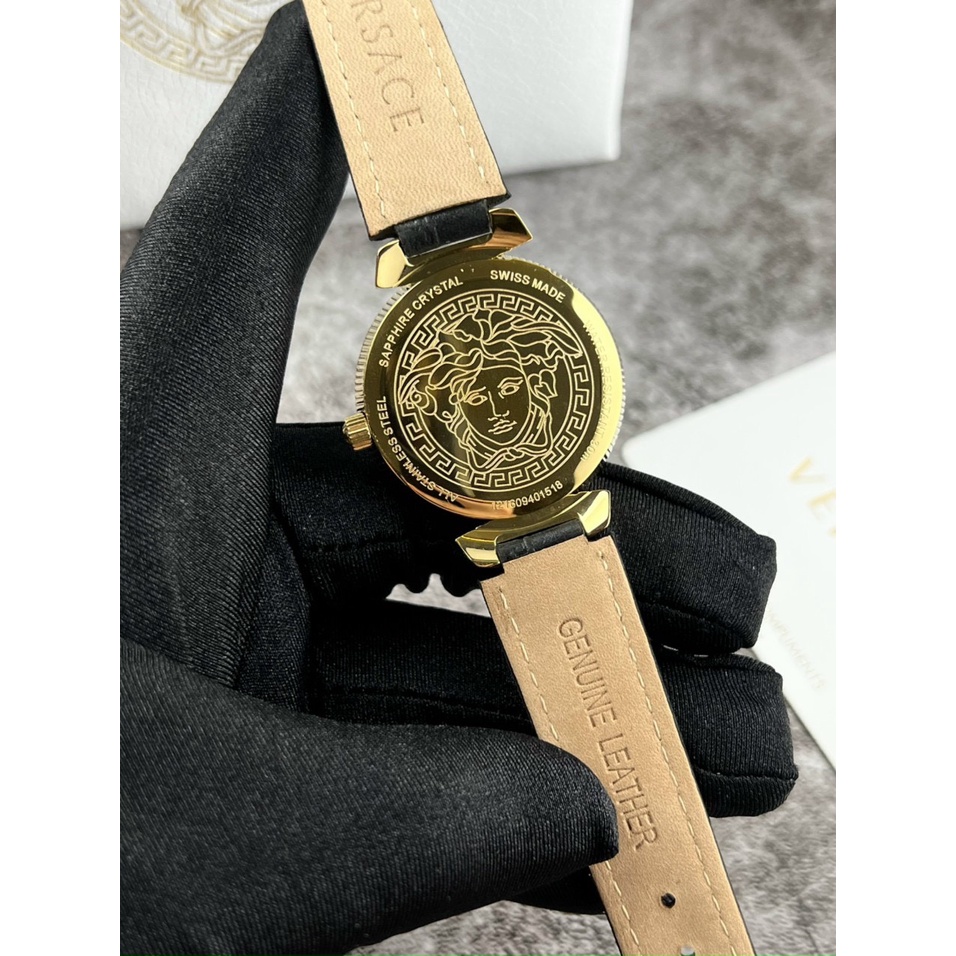 Đồng Hồ Nữ Daphins versace , dây da , màu đen , size 34mm