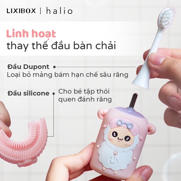 Combo Gia Đình - 1 Bàn Chải Điện Chữ U Cho Bé và 2 Bàn chải điện Halio PRO