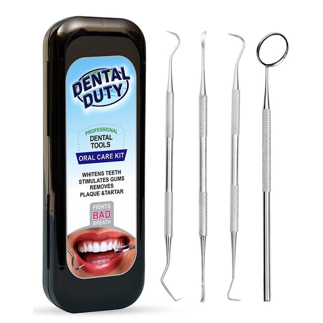 Bộ dụng cụ vệ sinh răng miệng, cạo vôi răng tại nhà Dental Duty Hygiene Kit 4 món USA