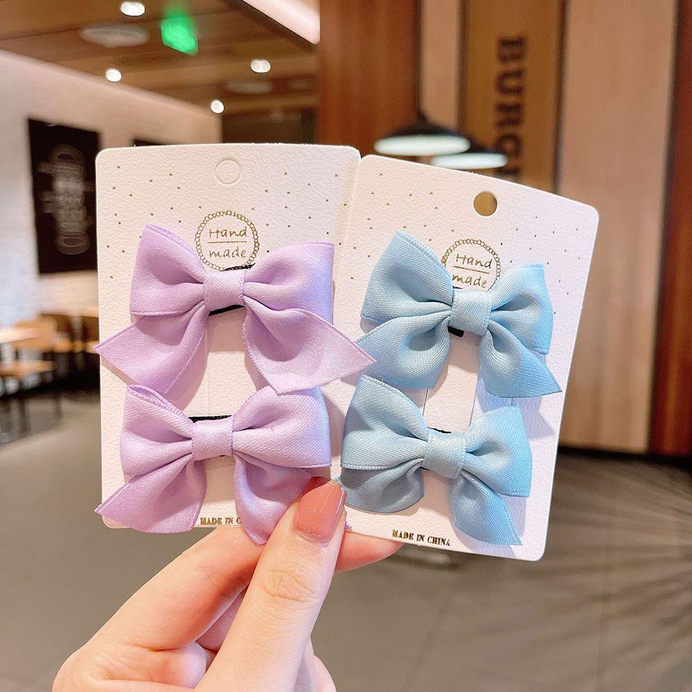 Bộ 2 Kẹp Tóc Màu Trơn Dễ Thương Cho Bé