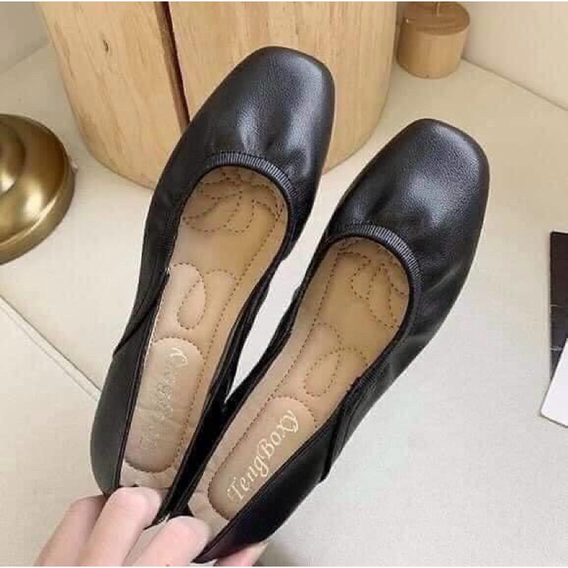 Giày bệt bo chun mũi vuông kèm ảnh thật