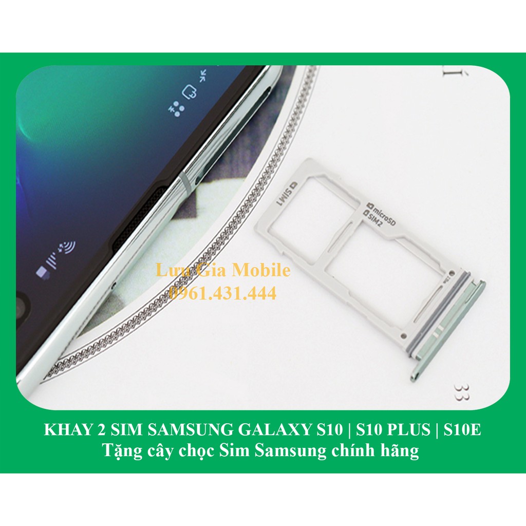 Khay 2 Sim Samsung Galaxy S10 | S10 Plus | S10E chính hãng G975 G973 G970 + Tặng cây Chọc Sim chính hãng