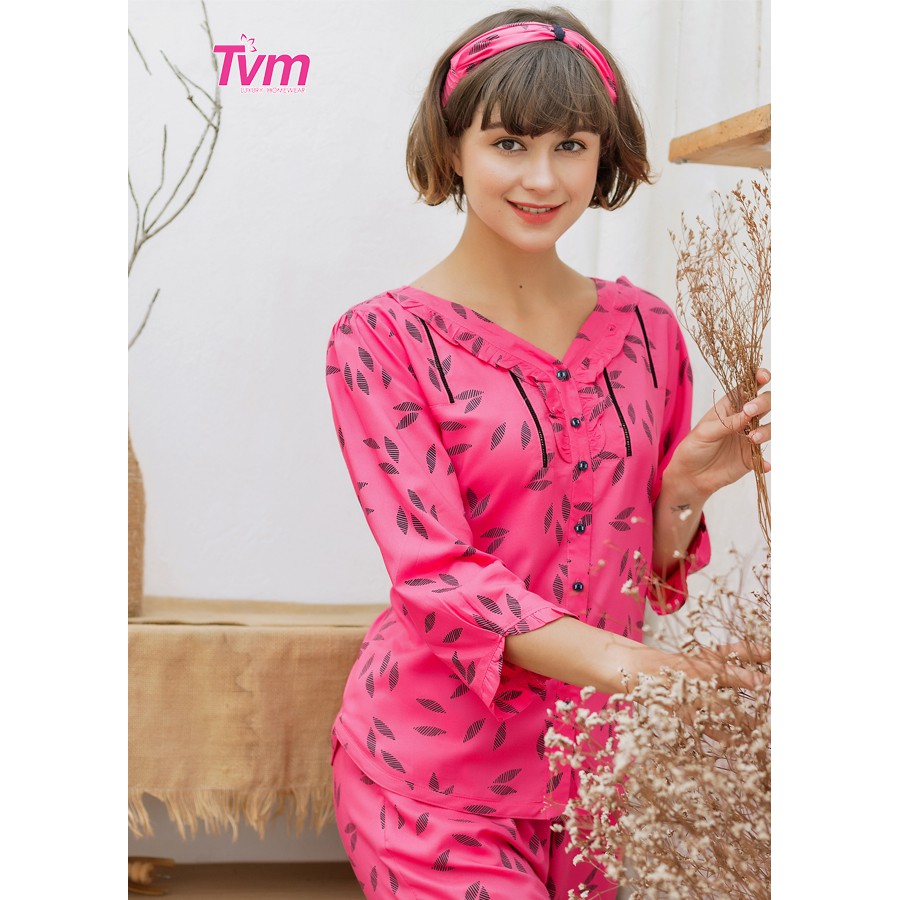 Đồ mặc nhà Bộ dài nữ tay lỡ Tvm Luxury Homewear B509