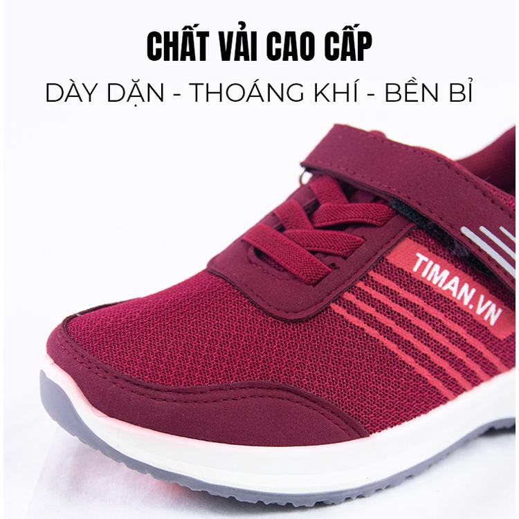 Giày thể thao nữ sneaker độn đế đẹp màu trắng siêu nhẹ chất liệu vải cho trung niên bảo hành 1 năm SZ24 TIMAN