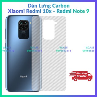 Miếng dán lưng cacbon Xiaomi Redmi 10x / Redmi Note 9