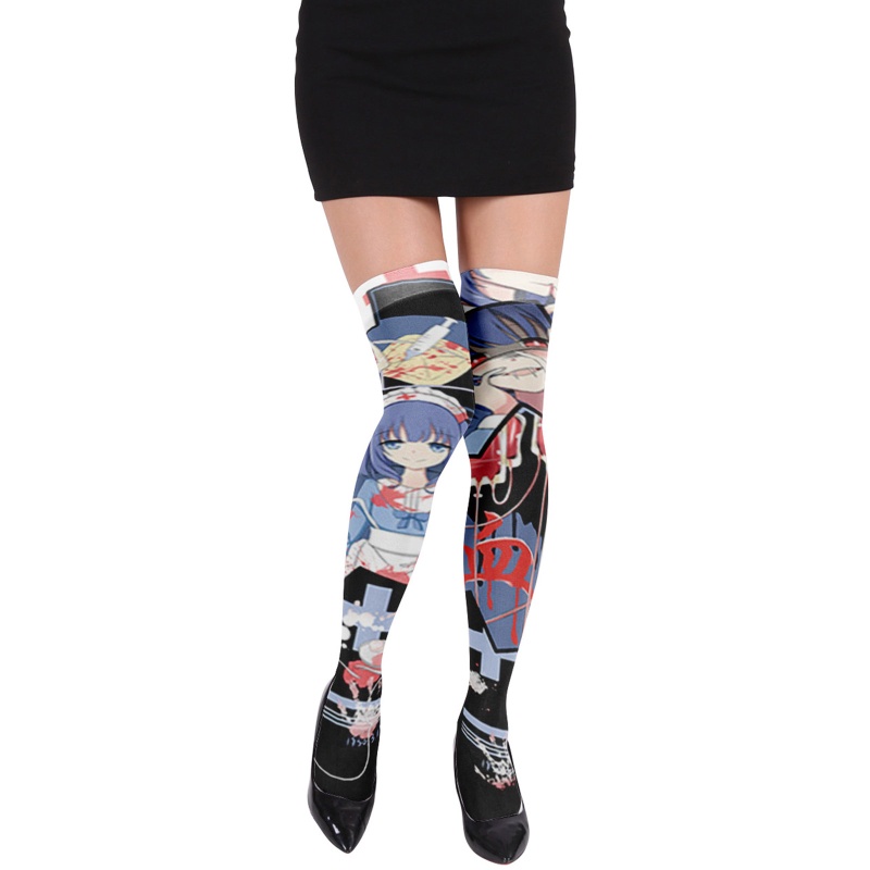 Tất Dài Qua Gối In Họa Tiết Anime 3D Kỹ Thuật Số Phong Cách Lolita Cho Nữ
