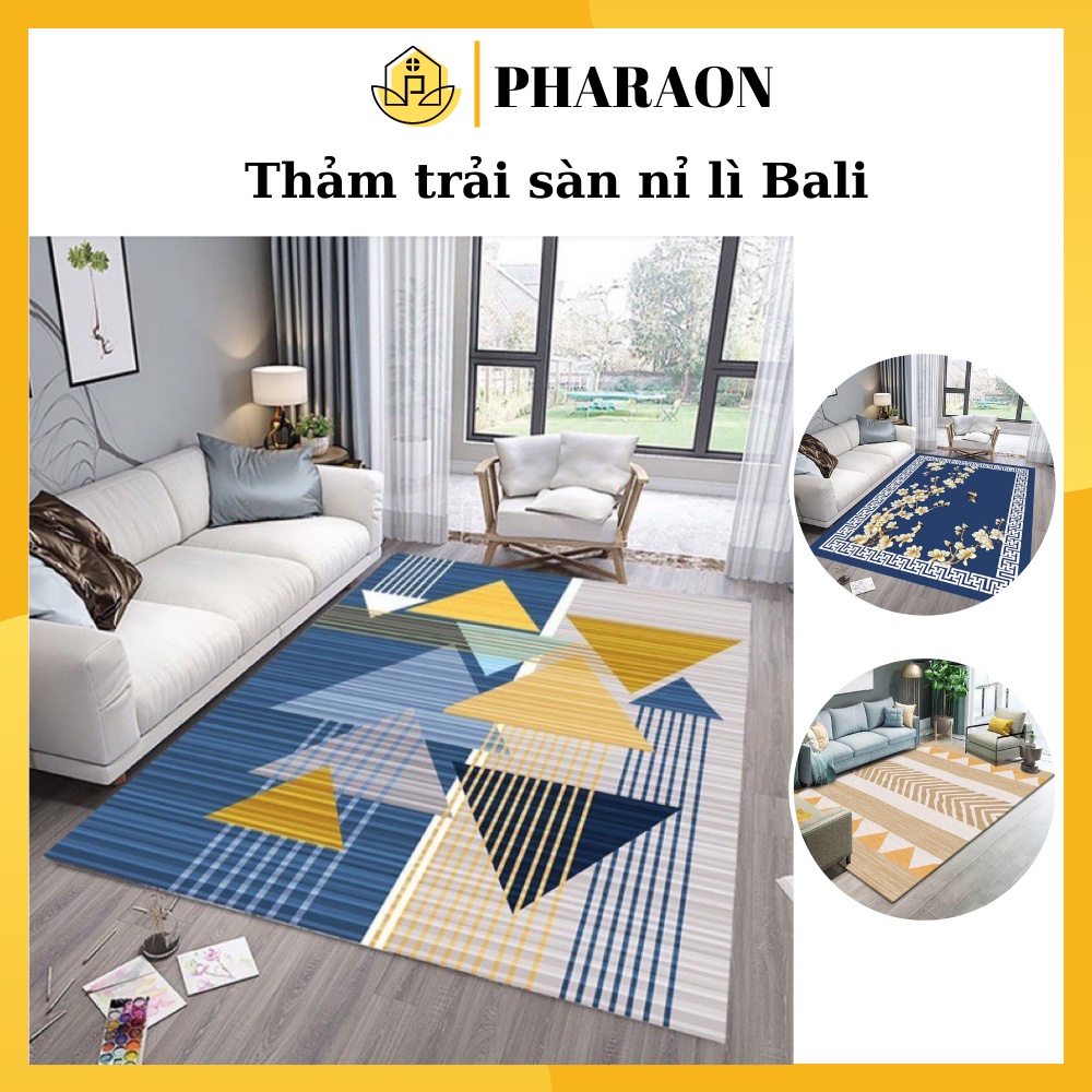 Thảm Trải Sàn Nỉ Lì Bali, Thảm Phòng Khách Size 2mx3m Vvà 1m6x2m3 Hàng Cao Cấp-Dung