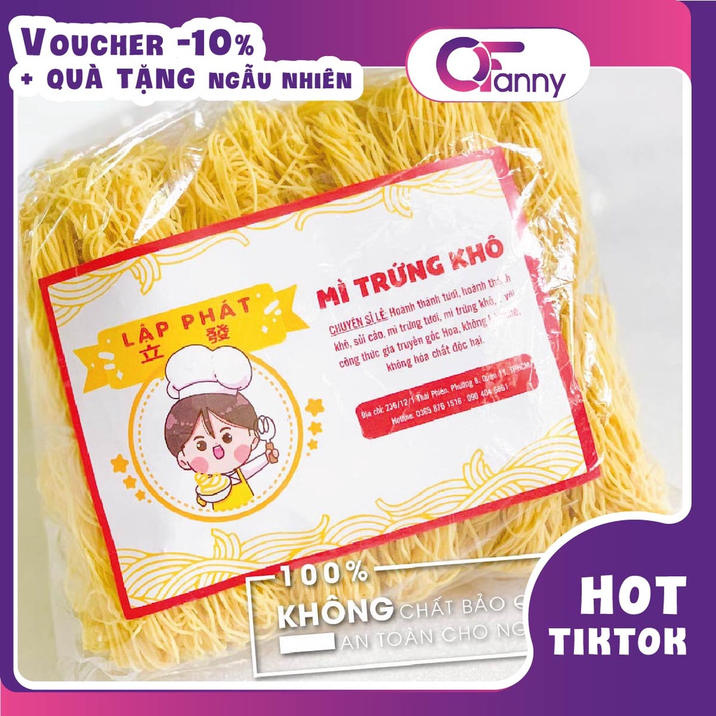 1KG Mì trứng khô / Mì vắt khô - Lập Phát (không hóa chất - gia truyền gốc Hoa)