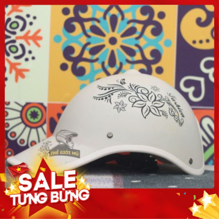 Mũ Bảo Hiểm Lưỡi Trai Thời Trang NAM NỮ Nửa Đầu Giá Rẻ Nhiều Màu Mũ Có Khẻ Thả Tóc