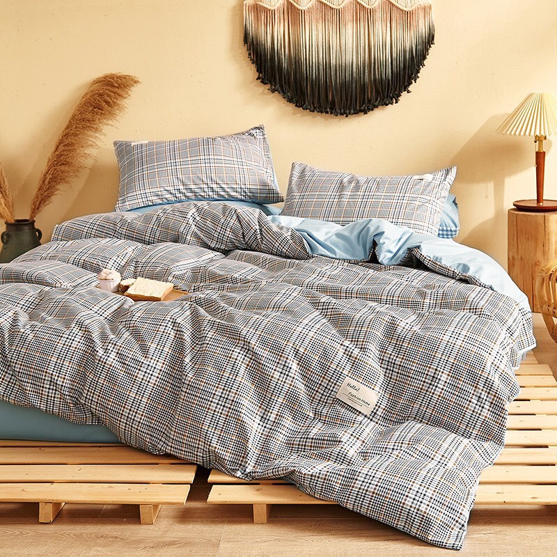 Set Vỏ chăn ga gối Cotton tici sọc mẫu mới năm 2022 (Cotton đũi cao cấp)