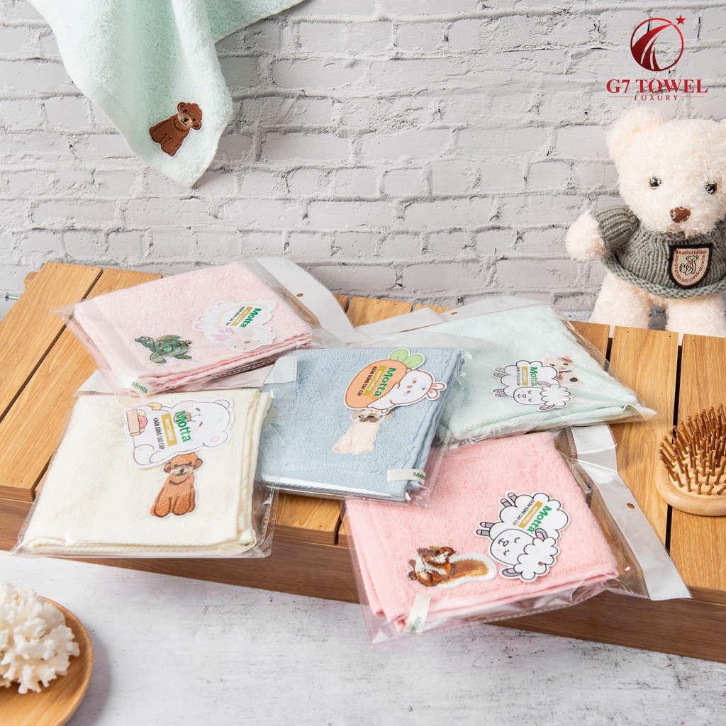 Khăn mặt trẻ em cao cấp, G7 TOWEL MOTTA G7SB03, 30x30 cm, 100% sợi cotton nguyên sinh nhập khẩu