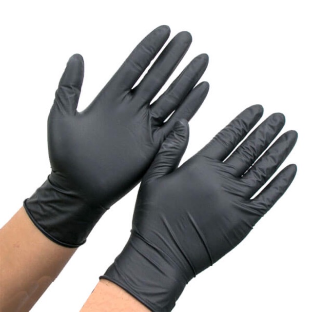 Set 10 chiếc găng tay đen siêu dai không bột dùng trong xăm