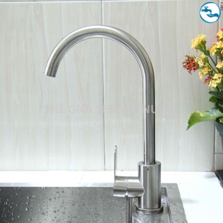 Vòi rửa chén bát lạnh 100% inox 304 không gỉ, vòi rửa chén lạnh, vòi bếp, vòi chén inox 304, vòi chén cong uông 304