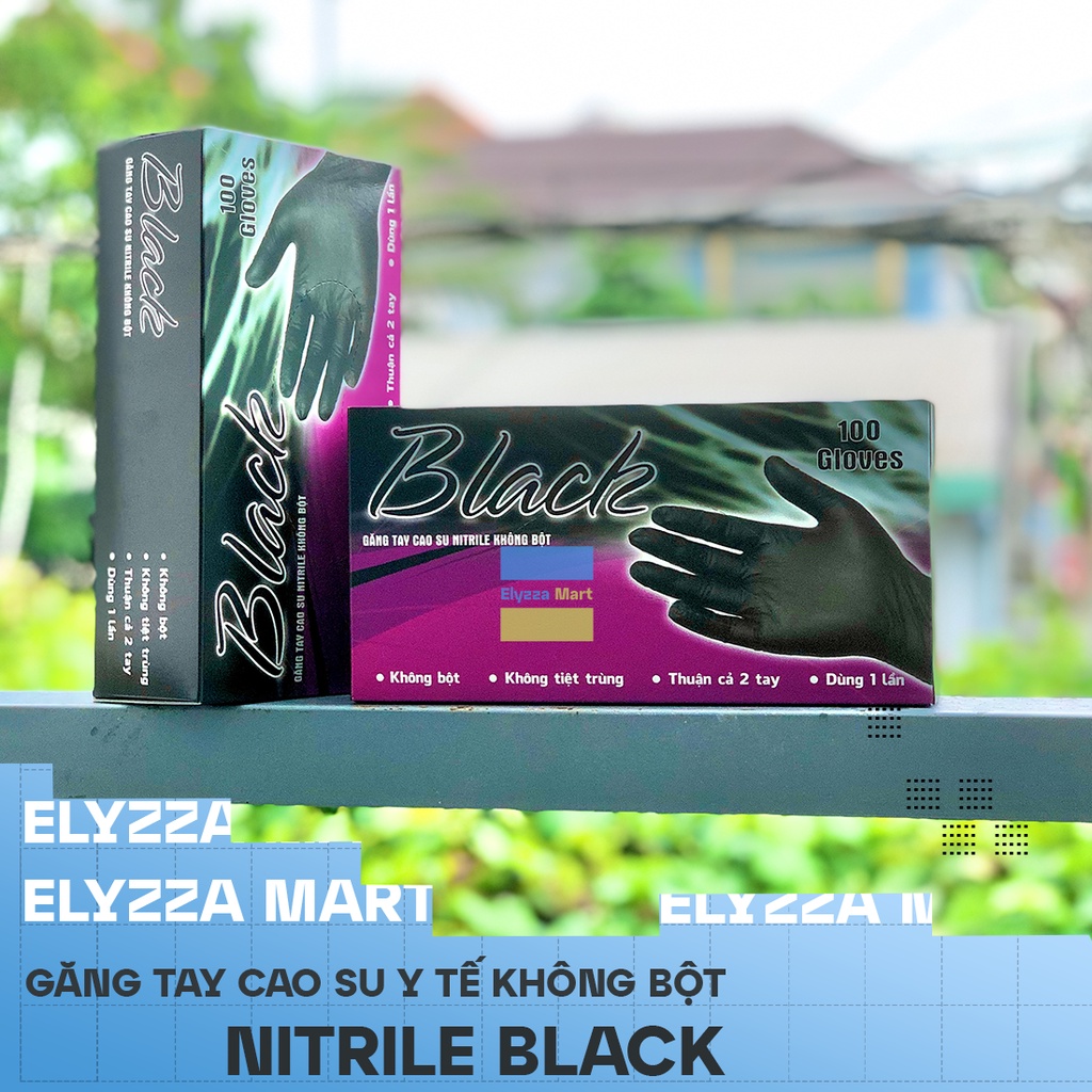 Găng Tay Y Tế Nitrile Màu Đen Không Bột HTC Black