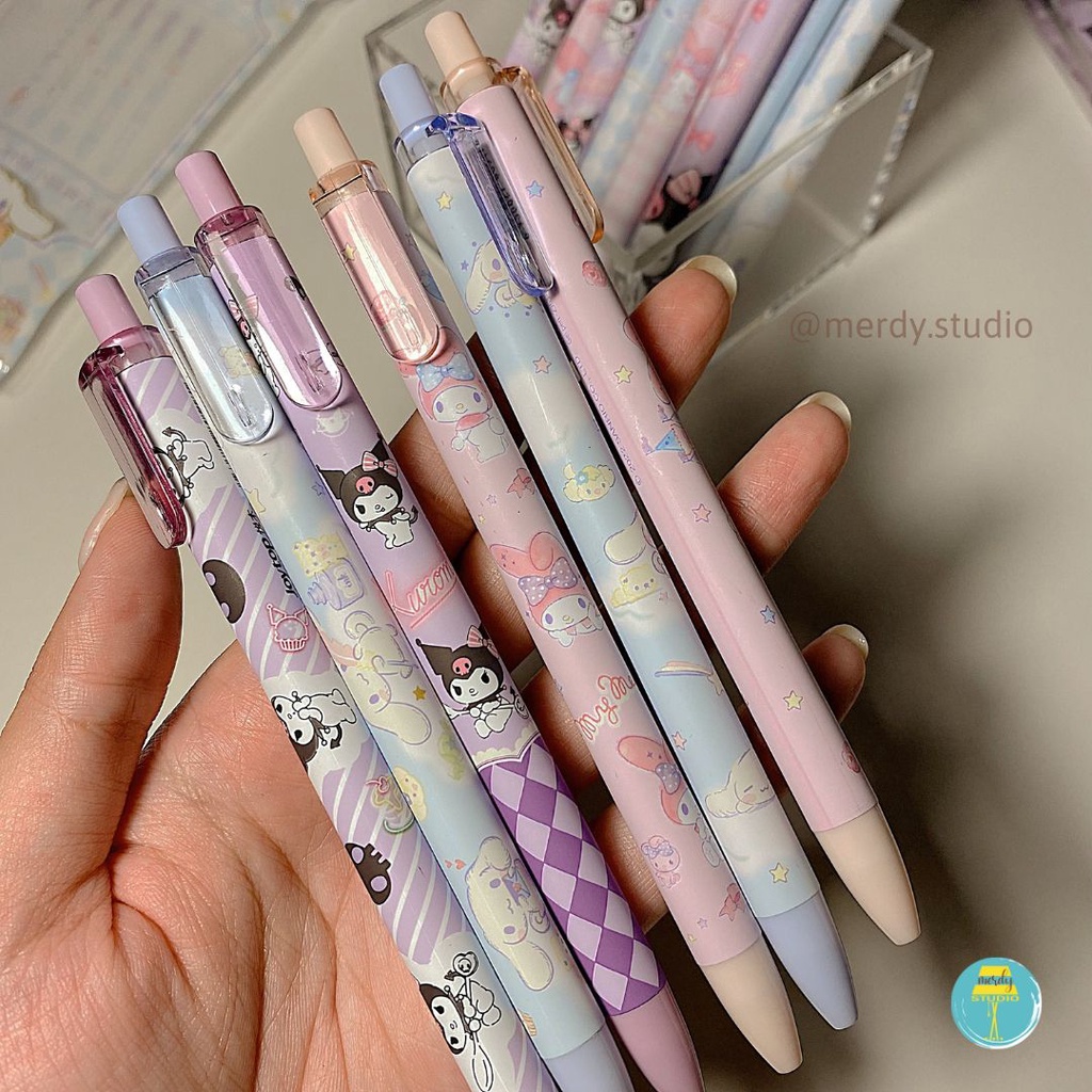 Set 5 cây bút JOYTOP Sanrio Characters Kuromi, Cinnamoroll, My Melody mực đen, ngòi 0.5mm