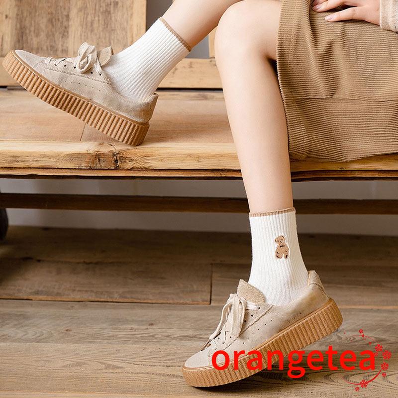 Vớ mắt cá chân vải cotton mềm hình gấu hoạt hình dễ thương 6 màu khác nhau cho nữ
