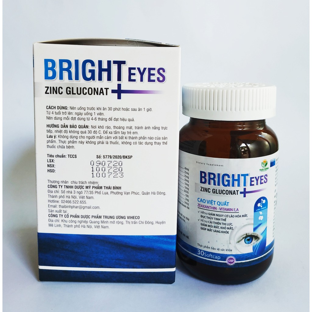 VIÊN UỐNG SÁNG MẮT BRIGHT EYES - GIÚP ĐÔI MẮT SÁNG KHỎE - HẾT MỎI MẮT, MỜ MẮT - MỖI NGÀY DÙNG 1 VIÊN - LỌ 30 VÊN