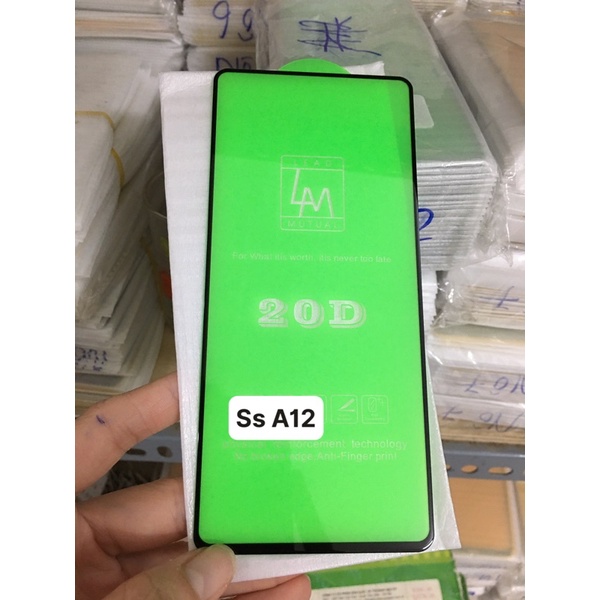 Miếng dán kính 20D full màn cho samsung A12 siêu bền tặng kèm ốp silicon