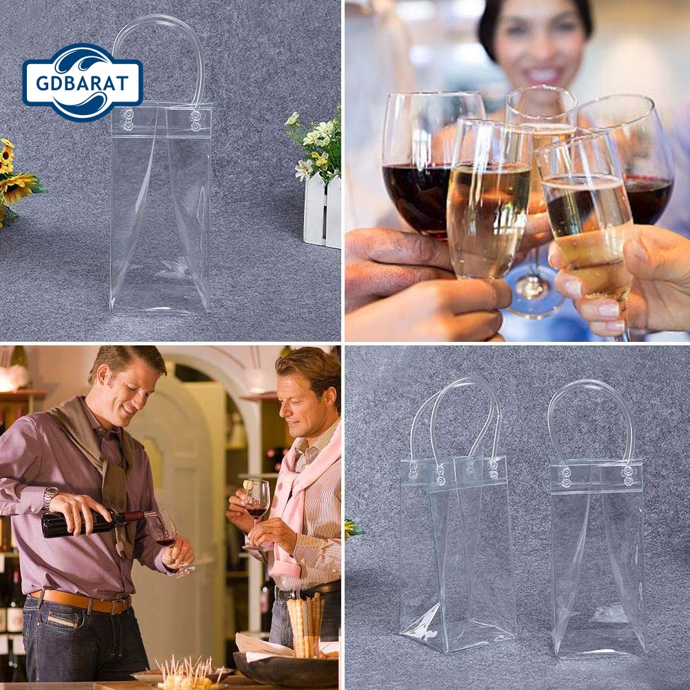[NYCA Stock] Túi Nhựa PVC Trong Suốt Chống Rò Rỉ Đựng Đá Uống Rượu Champagne