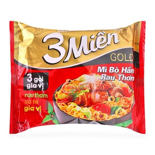 Mì 3 Miền Gold bò hầm rau thơm - Thùng 30 gói x 75g