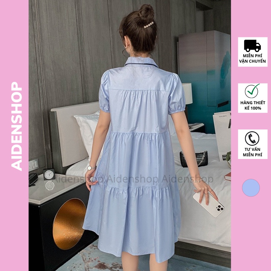 Váy bầu thời trang thiết kế Aidenshop đầm bầu sơ mi suông sau sinh mùa hè công sở