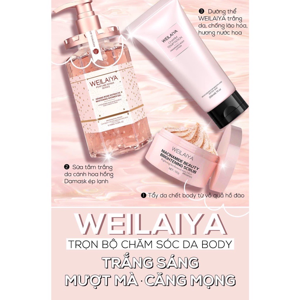 Sữa tắm Weilaiya trắng da cánh hoa hồng Damask 450ml | BigBuy360 - bigbuy360.vn